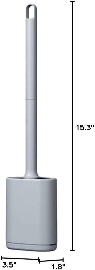 Flexible Silicone Toilet Brush with Holder Set, Non-Scratch Bristles, Slip-Resistant Extended Plastic Handle, Rapid Drying Wall-Mounted Storage, Efficient Toilet Cleaner (Grey)