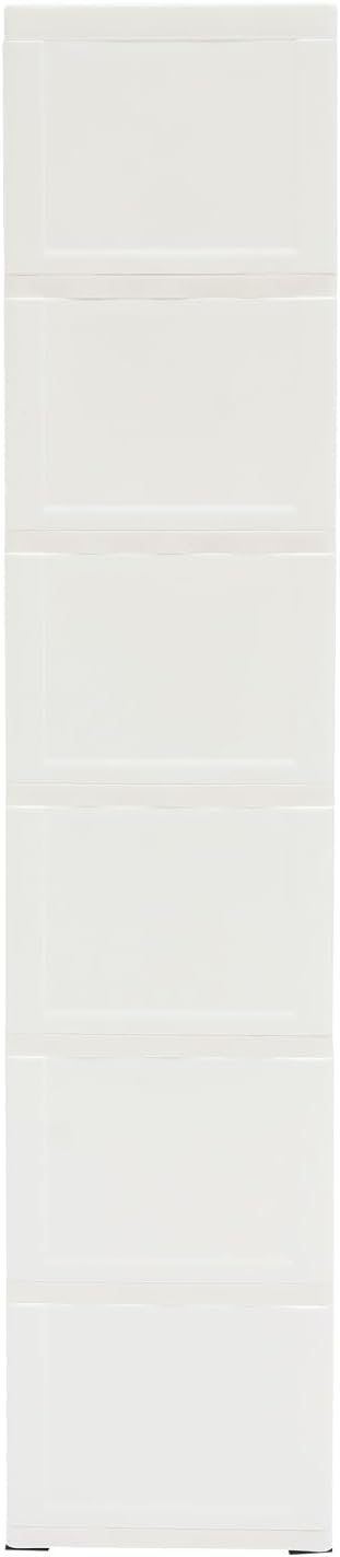 6 Drawers Narrow Slim Plastic Storage Cabinet,Storage Drawer with Wheels,6 Tier Drawers Dresser,Rolling Narrow Cabinet for Small Spaces Bathroom Kitchen Bedroom Living Room,White