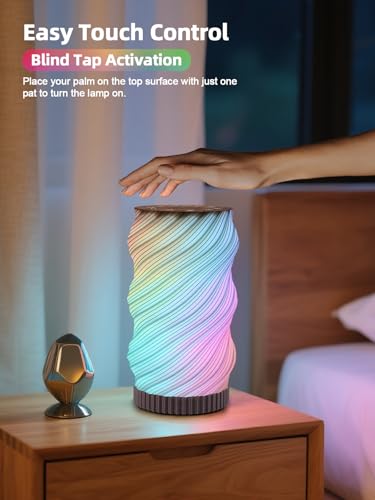 Touch Bedside Lamp with Sound Machine for Adults, Dimmable Night Light for Bedroom, 3-in-1 Bluetooth Speaker & White Noise Machine for Sleeping, Relaxation Dynamic Mood Lighting (C