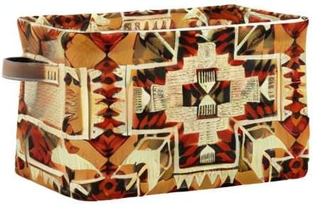 Storage Basket Native American Style Storage Bin Cube with Handles Foldable Storage Baskets for Shelves Living Room Home Decor 2PCS