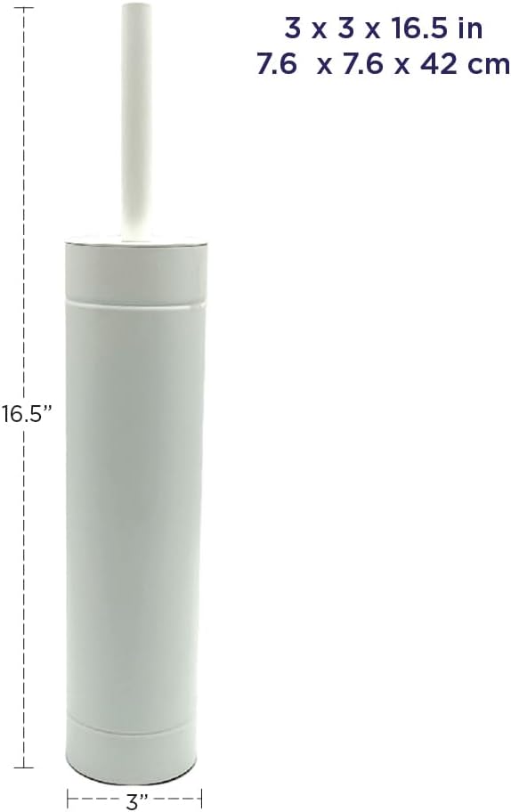 Toilet Bowl Cleaning Brush and Holder with Lid, Slim Design, 304 Stainless-Steel, Fingerprint-Proof, Rust Resistant, Heavy-Weight Base (1 Pack, White)