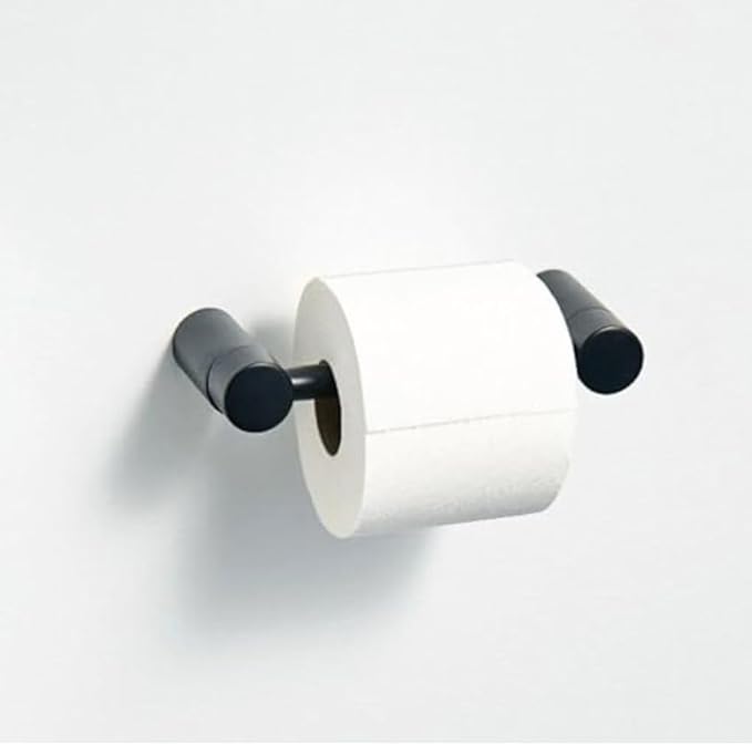Contemporary Design Toilet Paper Holder Wall Mounted Unique Round Toilet Paper Holder for Mega Roll for Bathroom, Washroom (Matte Black, Toilet Paper Holder)