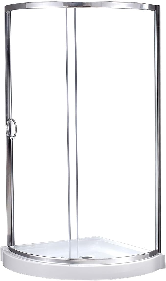 OVE Decors Breeze 36 in. Corner Shower Clear Sliding Door with Base in Chrome Finish