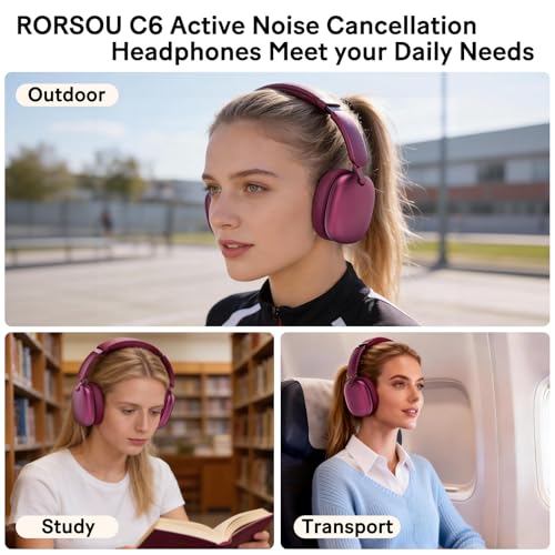 C6 Active Noise Cancelling Headphones, Wireless Over | Just In - Image 8
