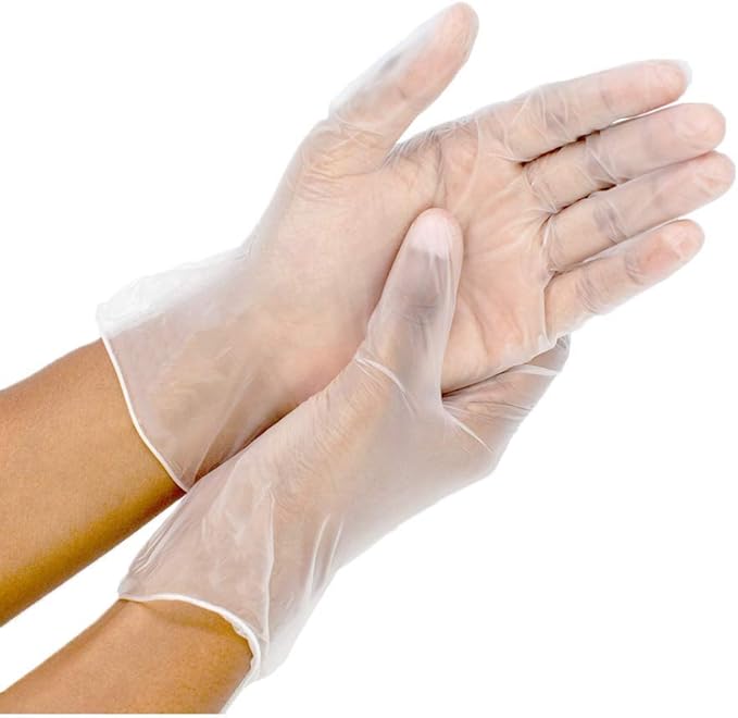 SAFE HANDLER Industrial Vinyl Gloves | Latex Free, Powder Free, Multi Purpose, Cleaning, For Work or For Home, Disposable Gloves, 100 per box (1 box)