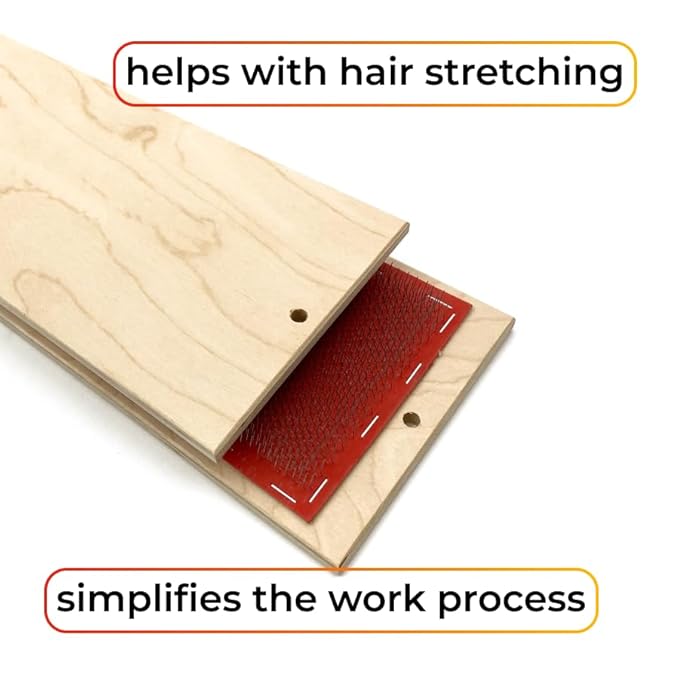 30 x 13 cm (2 pcs) Hair Holder on a Wooden Base, Drawing Mat For Bulk Hair Extension Professional Hackle Styling Tools Making Lace Wig Tools Drawing Card With Needles