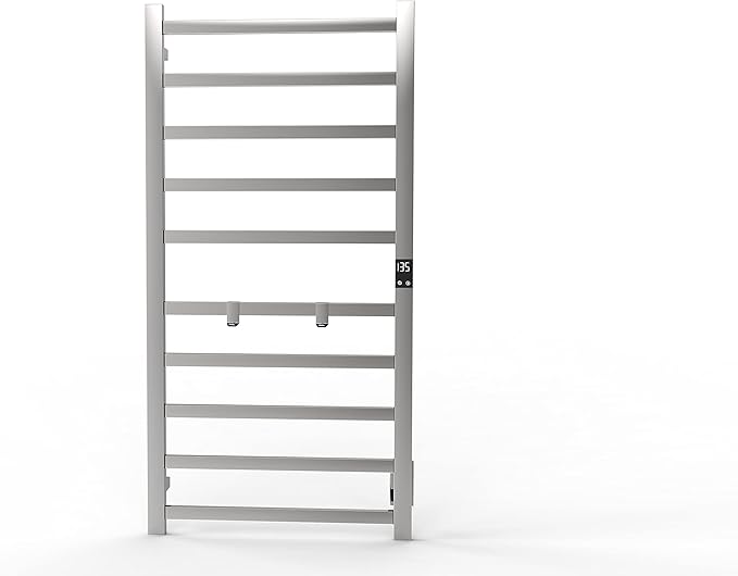 Electric Towel Warmer | Super Thin | with Timer & Temperature Multi-Level Adjustments | Hardwired & Plug-in | 10 Bar Brushed Finish