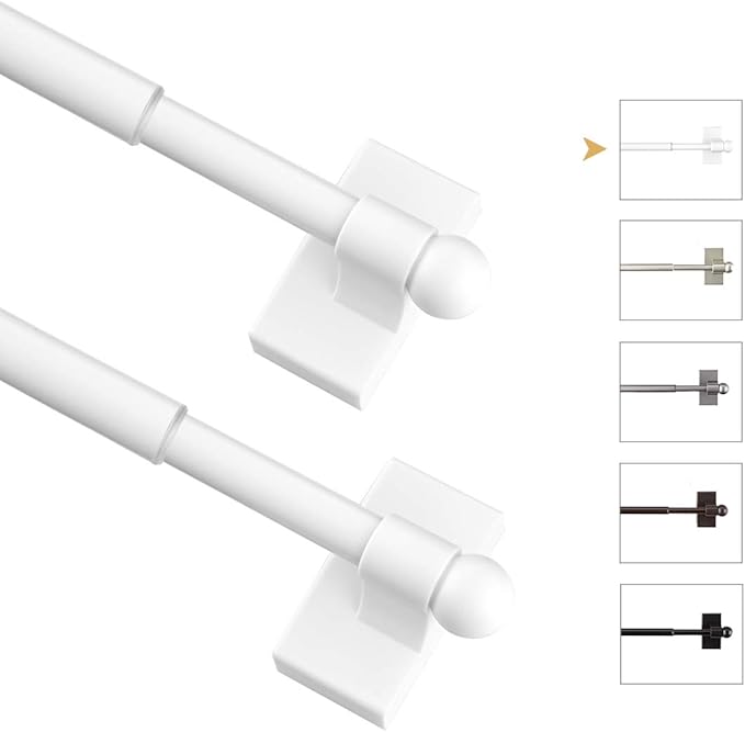 WL.Rocaille Magnetic Curtain Rods Adjustable Magnetic Rods for Metal Appliance, Doors, Windows, 16 to 28 Inch/4 Pack/Easy Installation Toilet Towel Bar, Multi-Useful (White, 4pack)