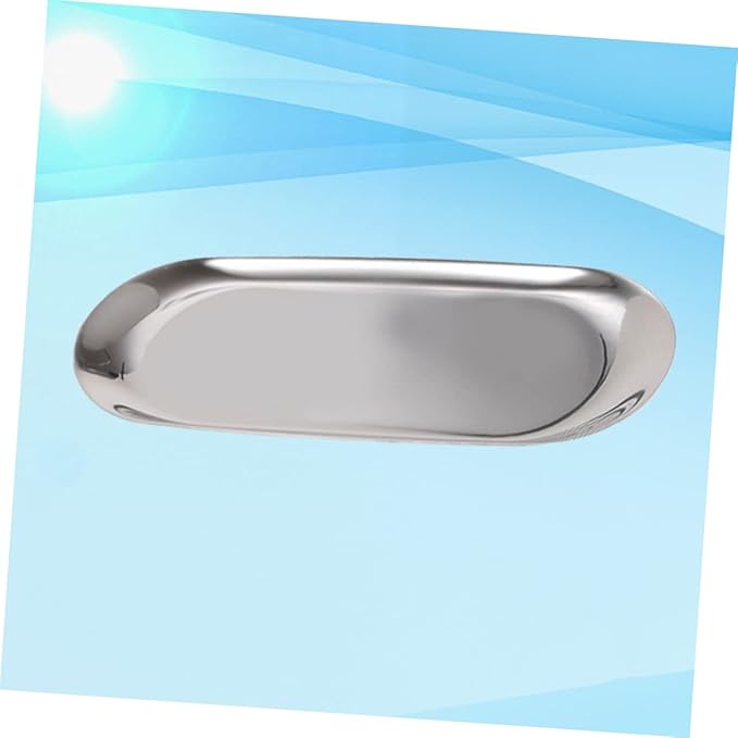 Luxshiny Minimalist Nordic Style Tray Versatile Jewelry Storage Plate Silver for Earrings and Necklaces Elegant Desktop Organizer for Home and Bedroom Use
