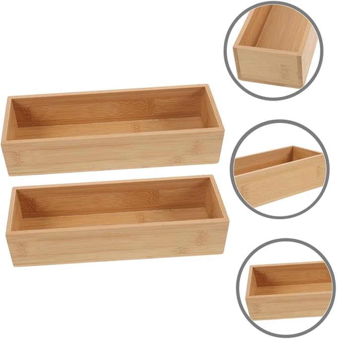 3pcs Organizer Lidless Storage Trays for Kitchen Bathroom Office Desk Solid Wood Construction Spacious Design Modern Minimalist Aesthetic