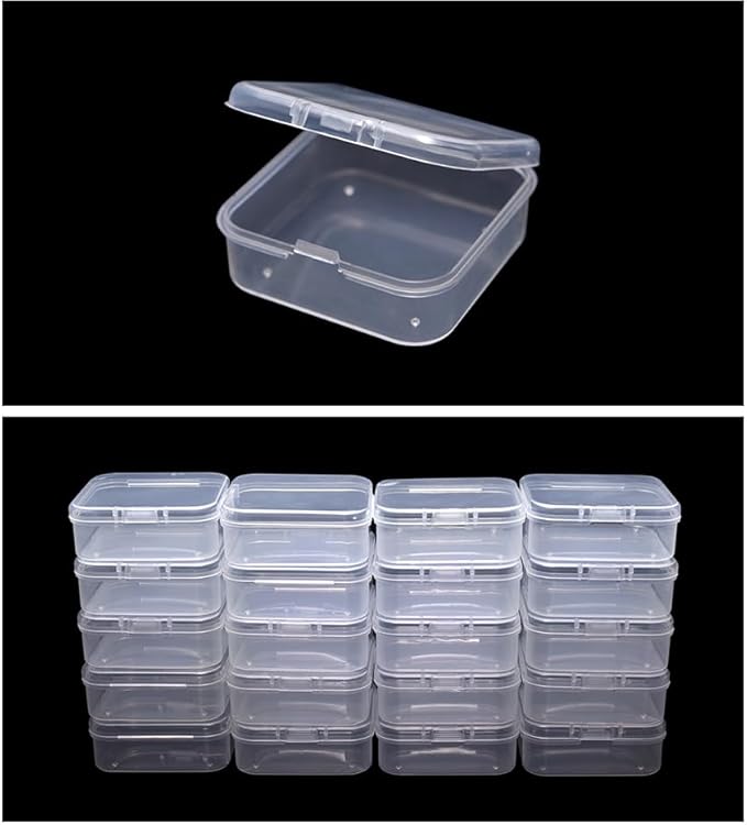 Bead Storage Box Clear Plastic Organizer Containers with Hinged Lids for Bracelet Making Nail Art Seed Beads Stack Craft Case Travel-Friendly Design (20pcs)