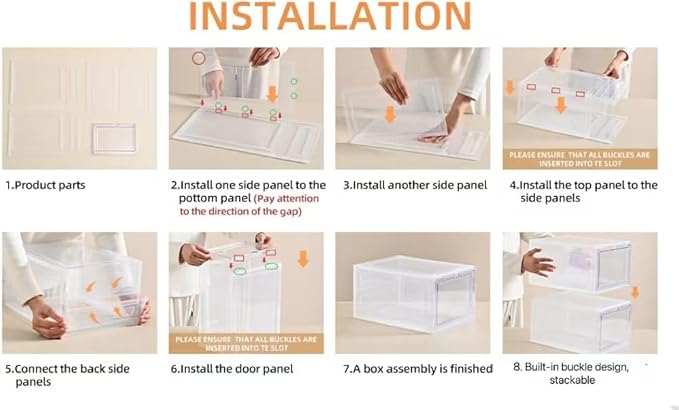 Large Shoe Boxes Clear Plastic Stackable,Drop Front Shoe Box with Clear Door, Shoe Containers For Sneaker Display,Fit up to US Size12