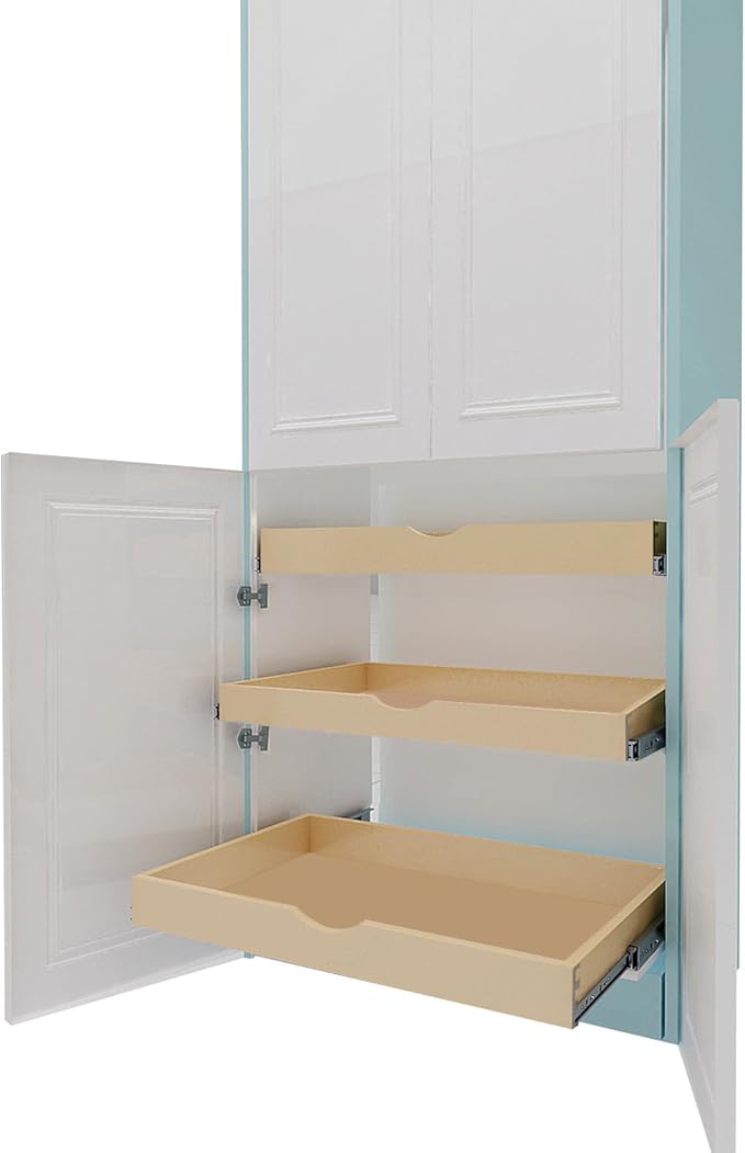 COUVER DIY Non-Assembled Birch Wood, Pull-Out Cabinet Organizers, Under Sink Organizers for Bathroom & Kitchen, Cabinet Slide-Out Organizers and Storage, Soft Closed Rail, 24 inch