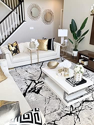 SAFAVIEH Amelia Collection Runner Rug - 2' x 16', Grey & Black, Modern Abstract Design, Non-Shedding & Easy Care, Ideal for High Traffic Areas in Living Room, Bedroom (ALA293K)