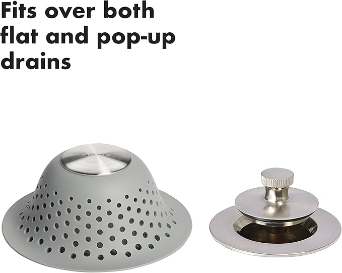OXO Good Grips Aluminum Shower Caddy and Silicone Tub Drain Protector