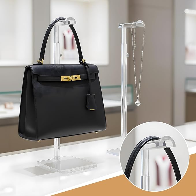 3 Pcs Acrylic Purses Display Stand 14 to 24 Height Clear Adjustable Handbag Rack Purse Organizer for Closet Table Bag Hanging Stand for Closet Retail Vendor Commercial Store