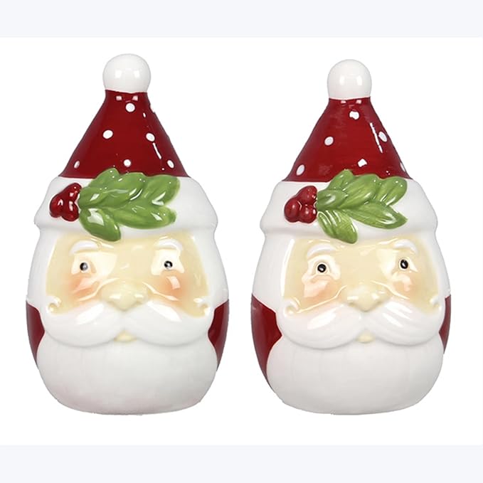 Young’s Inc Christmas Salt Shaker, Colorful Christmas Old Santa S/P Seasoning Set, Ceramic Salt and Pepper Set, Modern Kitchen Décor and Accessories, Spice Set
