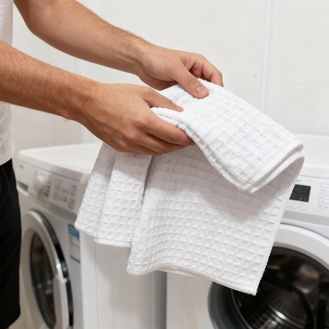 stonechic 40 Pack Sublimation Towels 16x24 Inch Waffle Weave Kitchen Towels Blanks Microfiber Dish Drying Towel for Heat Transfer, White