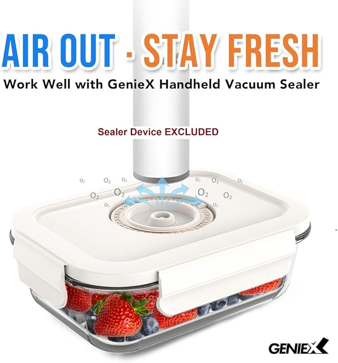 Glass Vacuum Seal Containers for Food Storage (Sealer sold separately)