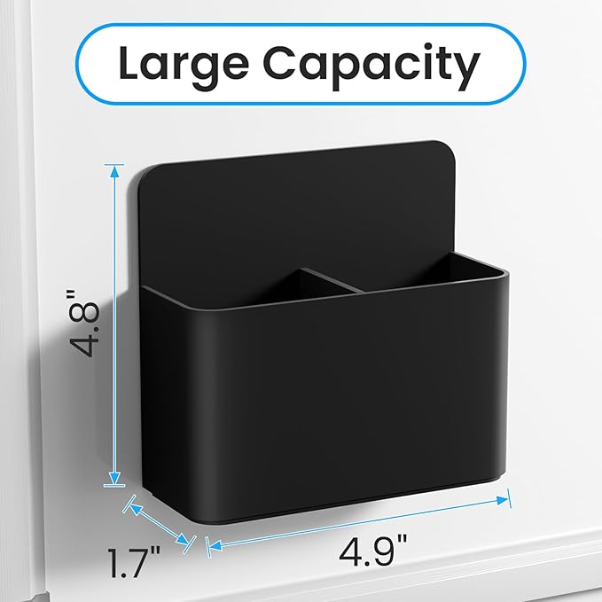 3 Pack Magnetic Dry Erase Marker Holder, Wall Pen Holder for Whiteboard, Magnet School Locker Organizer Accessories, Self Adhesive Pencil Cup, Pen Caddy, Classroom Organization (Black)