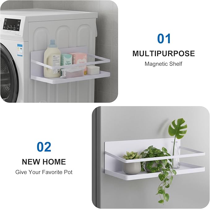 MAQUITA 2 Pack Magnetic Spice Rack Refrigerator Side Magnetic Spice Rack Kitchen Shelf Fridge Shelf Perfect Space Saver for Kitchen