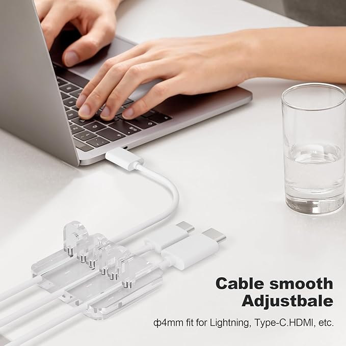Acrylic Cord Organizer,Cable Management,Cord Holder Management for Tangle-Free Desk & Travel,Phone Charger Holder,Acrylic Desk Accessories ( Clear)