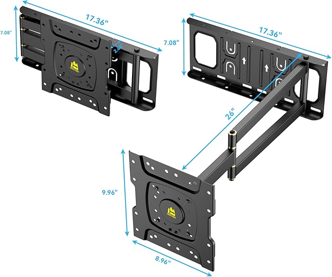 FORGING MOUNT Corner TV Wall Mount with 25.6 inch Long Arm, Full Motion TV Mount Swivel and Tilt, Fit 13-43”TVs and Monitor Wall Mount bracket Max VESA 200x200mm, 12"/16” Wood Studs, Holds up to 77lbs