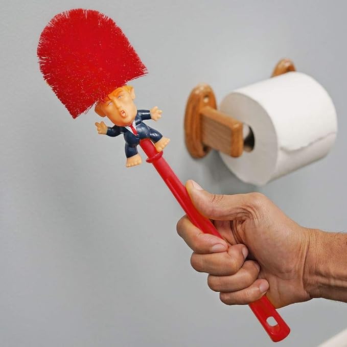 Fairly Odd Novelties Donald Trump Toilet Bowl Brush Make Toilets Clean Again Holder - Perfect Elephant Novelty Gag Political Gift, Red