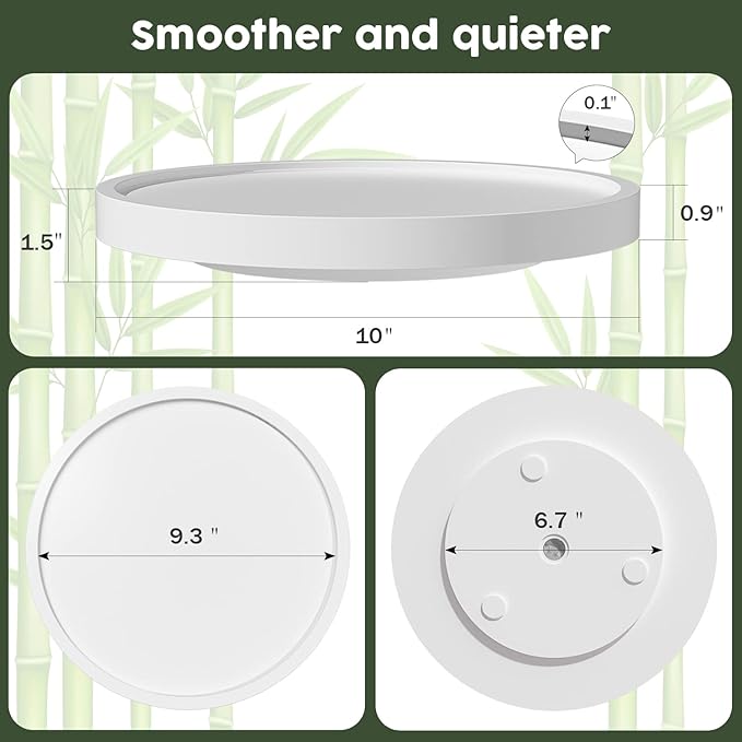 Turntable Vanity Tray 10 Inch for Perfume Candle, Bamboo Kitchen Sink Countertop Organizer for Keep Glass, Sponge and Soap Bathroom Countertop Organizer White