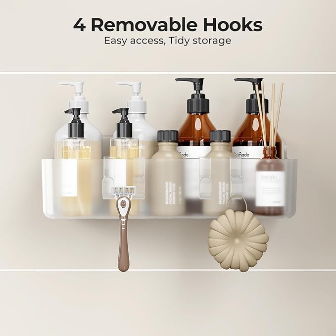 Orimade Shower Caddy 3-Pack – No-Drill Adhesive Bathroom Shelves, Rustproof ABS, Clear