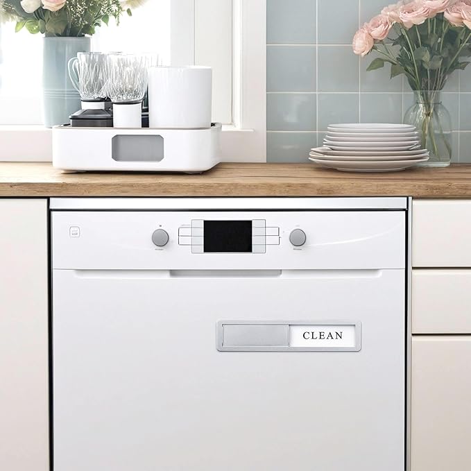 Premium Stainless Steel Dishwasher Magnet Sign - Aluminum Alloy Magnet dishwasher magnet clean dirty Dirty/Clean Dishwasher Indicator (Silver)