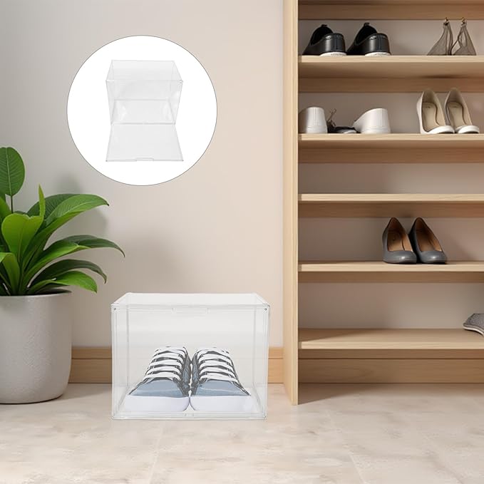Acrylic Shoe Box Organizer Large 45x33x33cm Stackable Plastic Shoe Storage Container for Sneakers and Boots for Men and Women