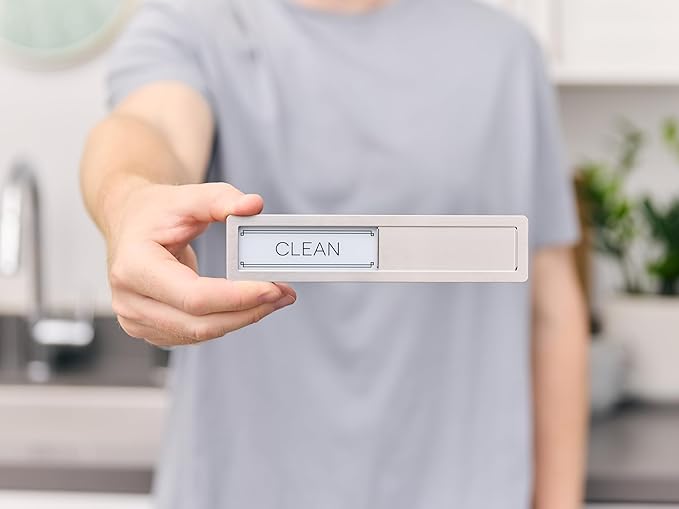 Stainless Steel Clean Dirty Magnet for Dishwasher, Magnetic Dishwasher Clean Dirty Sign with Protective Backing & Adhesives, Kitchen Organizers Decor, Premium Dirty Clean Dishwasher Magnet
