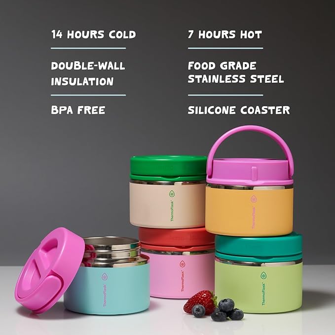ThermoFlask 12 oz Double Wall Insulated Food Jar, Ocean Mist