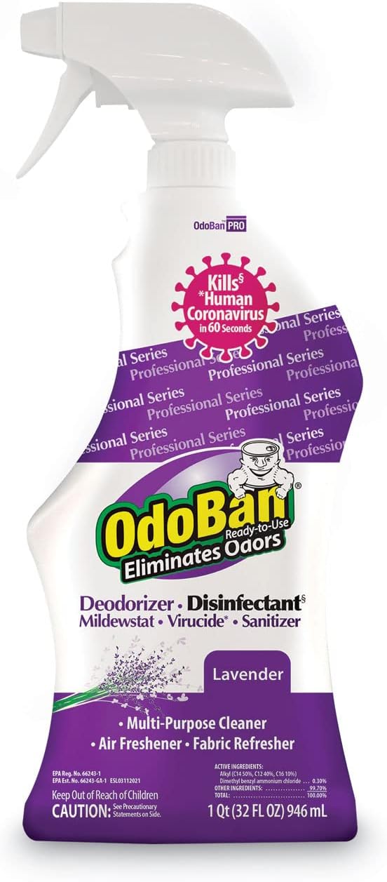 RTU Odor Eliminator and Disinfectant, Lavender, 32oz Spray Bottle, 12/Carton
