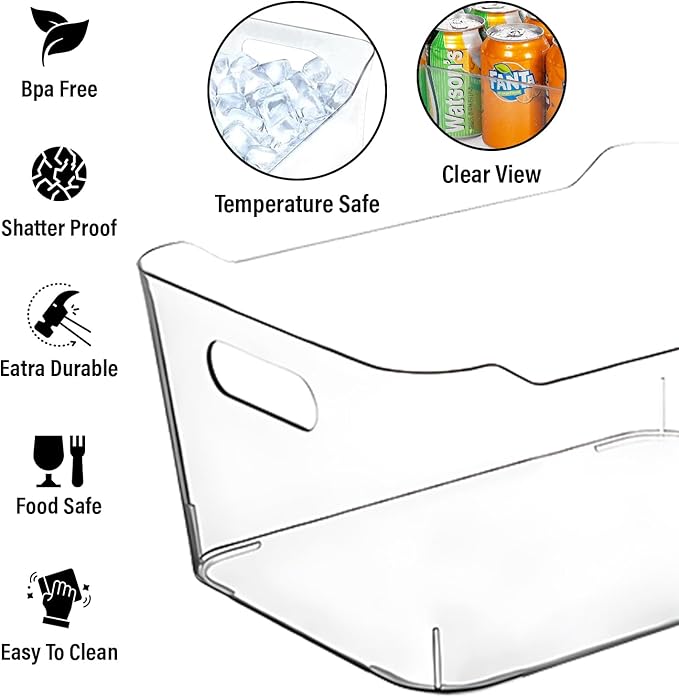 CONTROL KITCHEN Medium Clear Storage Bins | Versatile Plastic Organizers for Kitchen & Home