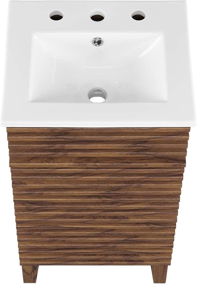 Modway Render 18" Bathroom Vanity with Sink in Walnut White