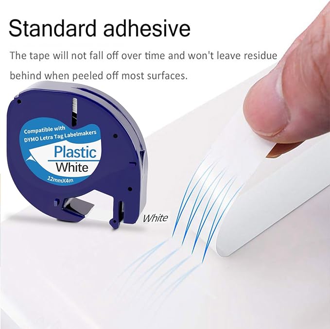 15 Pack Compatible with Dymo Letratag Refills 91201 91331 S0721660 Label Maker Tape White Plastic 12mm x 4m 1/2" x 13', Work with Dymo Letra Tag LT-100H LT-100T Plus 200B QX50 XR XM 2000