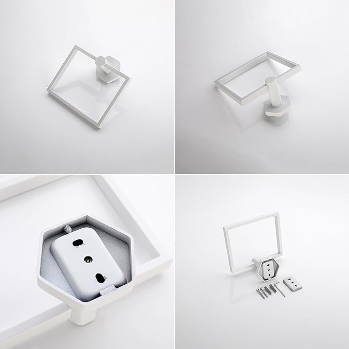 GERZWY Bathroom 2-Pieces Accessories Sets White Stainless Steel (Toilet Paper Holder Towel Ring)