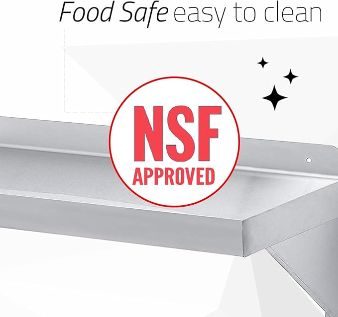 DuraSteel Stainless Steel Shelf - 48 Inch Wide x 12 Deep Commercial NSF Mounted Metal Wall Shelf Pantry Organizer Garage Storage Shelves - Rack Shelving Restaurant Kitchen Units Laundry Utility Room