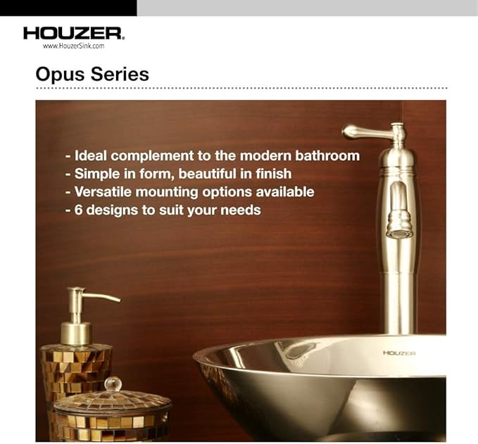 Houzer CRTO-1620-1 Opus Series Conical Topmount Stainless Steel Lavatory Sink with Overflow