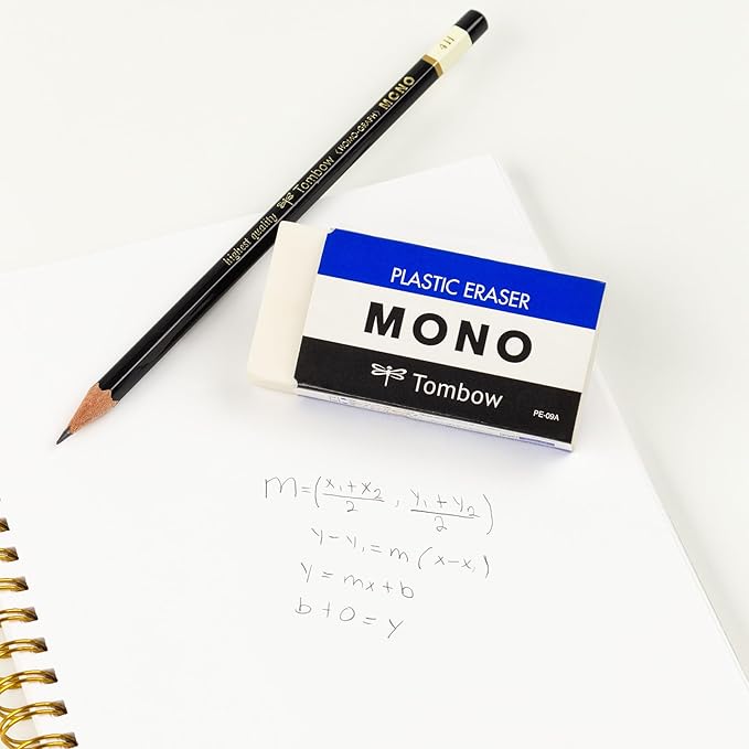 TOMBOW 57332 Mono Eraser, White, Jumbo, 1 Pack. Cleanly Removes Marks Without Damaging Paper