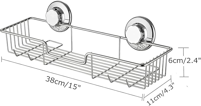 SANNO Suction Cup Shower Caddy Bathroom Caddies Storage Combo Organizer, No Damage Suction Cup,Rustproof Wire Basket for Kitchen & Bathroom Accessories - Rustproof Stainless Steel 2 Pack