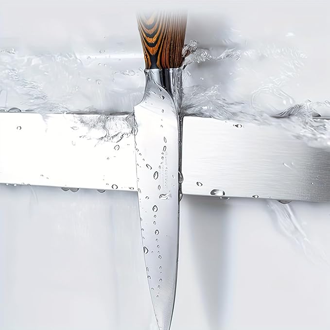 16 Inch Black Magnetic Knife Holder for Wall, No Drilling Adhesive Knife Strip with Powerful Magnet and Expanded Screws, Wall Mount Knife Rack for Knives, Includes Adhesive Tape (Silver White)