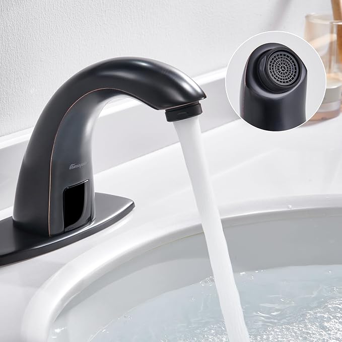 Charmingwater Touchless Bathroom Sink Faucet with Automatic Sensor, Motion Bathroom Faucet with Hole Cover Plate, Oil Rubbed Bronze