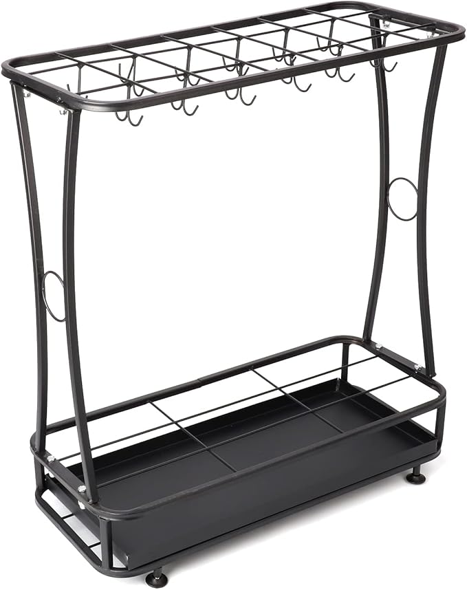21-Slot Umbrella Stand with Removable Drip Tray Umbrella Holder with 24 Hooks Umbrella Rack Storage Free Standing Decor for Home Office Entry Hallway Indoor-Black