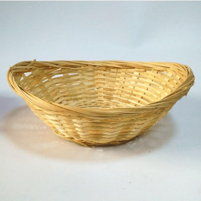 4 Pcs 8.8"x6.7"x2.5" Bamboo Basket Tray Oval Display Bamboo Handmade Basket for Kitchen Organization Stackable Storage