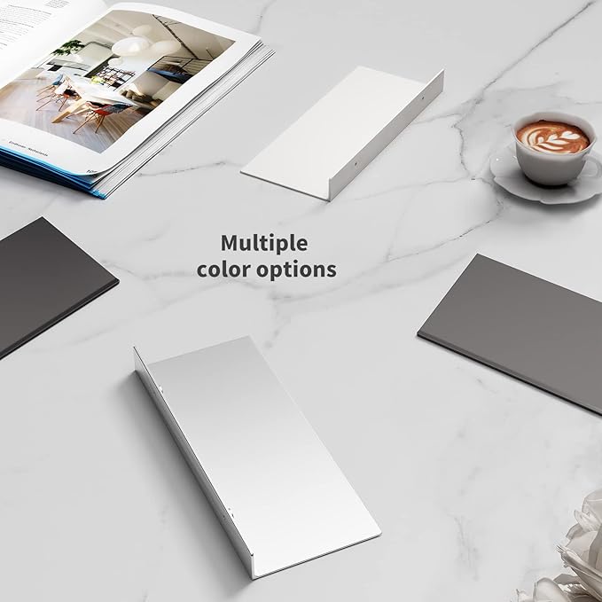 Danpoo Adhesive Floating Shelves for Wall Storage, Metal Wall Shelves for Living Room, Bathroom, Kitchen, 20” Long Display Shelves for Collectibles(Silver, 2 PCS)