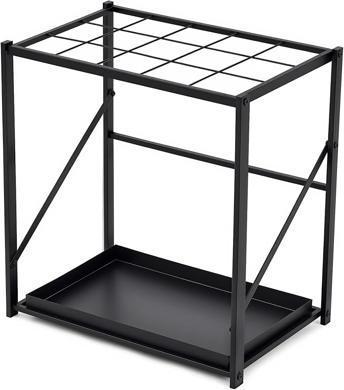 Folding Umbrella Storage Stand Rack Holder Organizer Free Standing Umbrella Rack with Removable Drip Tray for Entryway Home Office Hotel Entry Hallway(L18.31 X W11.89 X H19.69 Inch)