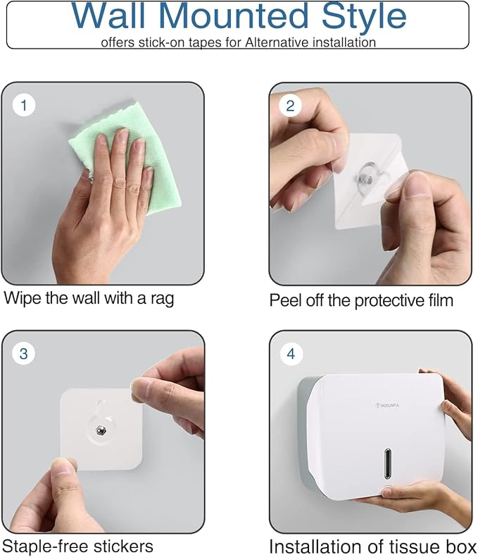 Paper Towel Holder for Bathroom Wall-Mount: No Drill Adhesive Z-fold Multifold Paper Towel Dispenser, Compact Design for Family Bathrooms & Small Spaces, Locking Feature